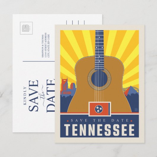 Save the date | Tennessee 2 Uitnodiging Briefkaart (Voorkant / Achterkant)
