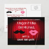 Save the Date Theatre Wedding Aankondigingskaart (Voorkant / Achterkant)