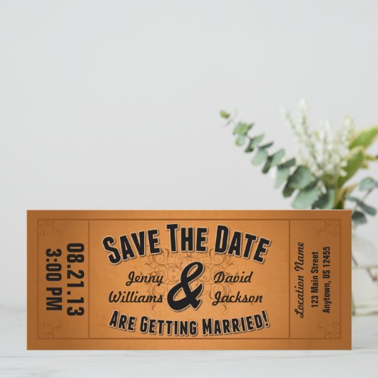 Save the date: Ticket Save The Date (Staand voorkant)