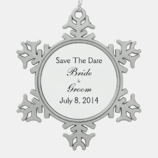 Save the date tin sneeuwvlok ornament