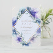 Save the Date | Transparante watercolorbloemen (Staand voorkant)