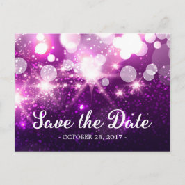 Save the Date - Trendy Paarse Glitter Sparkles Aankondigingskaart
