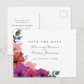 Save the Date tropenbloem waterverf bruiloft Briefkaart (Voorkant / Achterkant)