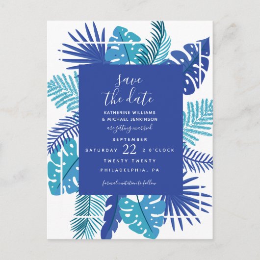 Save The Date | Tropische Bruiloft Briefkaart (Voorkant)