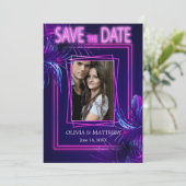 Save the date | Tropische neon op je foto Kaart (Staand voorkant)
