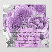 Save The Date Trouw Bruid Rozen Paars (Voorkant / Achterkant)