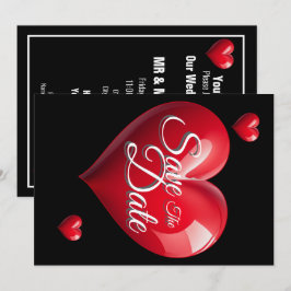 Save The Date Trouw Rood 3 Harten Kaart