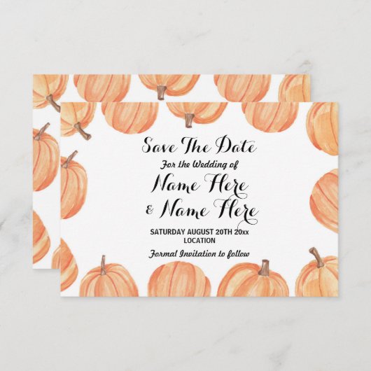 Save The Date Trouw Rustieke Pompoen Waterverf (Voorkant / Achterkant)