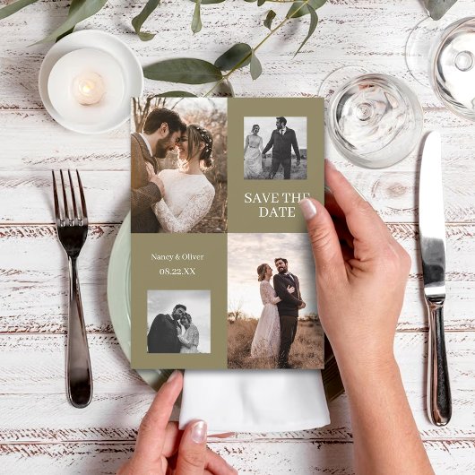 Save The Date Trouwdag Moderne Foto Collage Kaart
