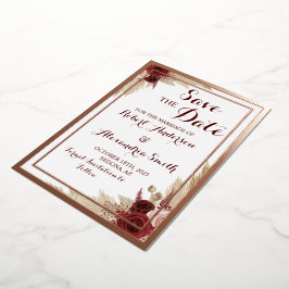 Save the Date Trouwdag Pampasgras Roze Goud Folie Uitnodiging