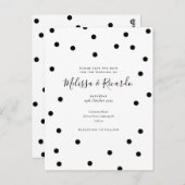 Save the Date Trouwdag Zwart en Witte Stippen Briefkaart (Voorkant / Achterkant)
