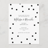 Save the Date Trouwdag Zwart en Witte Stippen Briefkaart (Voorkant)