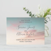 Save the date trouwfeest op het strand (Staand voorkant)