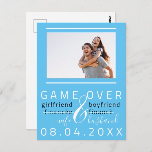 Save The Date Trouwfoto Funny Oceaan Blauw Briefkaart (Voorkant / Achterkant)