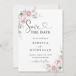 Save The Date Trouwkaart met Roze Rozen Kaart