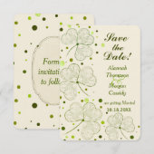 Save the Date Trouwkaart met Shamrock Stippen Kaart (Voorkant / Achterkant)