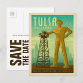 Save the date | Tulsa, OK - Oil Capital Aankondigingskaart (Voorkant / Achterkant)