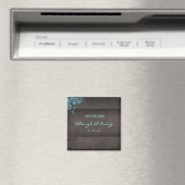 Save the Date Turquoise Bruin Bloemen Magnet (Insitu (Vaatwasser))