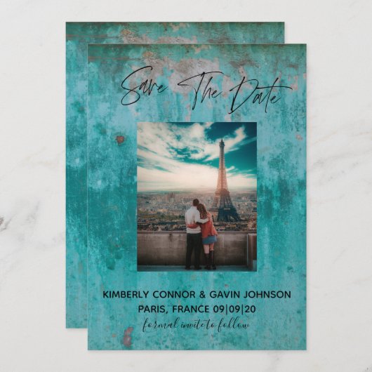 Save the date |Turquoise Rust (Voorkant / Achterkant)