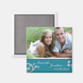 Save the Date Turquoise & Silver Sparkle Magnet (Voorkant / Achterkant)