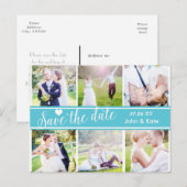 SAVE THE DATE Turquoise Wedding 6 FOTO Briefkaart (Voorkant / Achterkant)