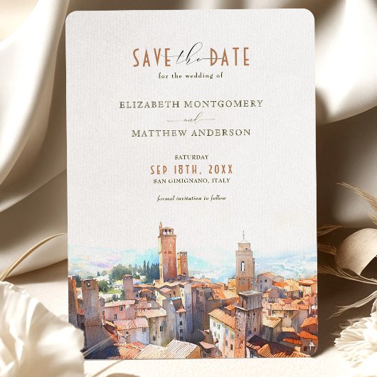 Save the Date Tuscan Wedding San Gimignano Italy Kaart