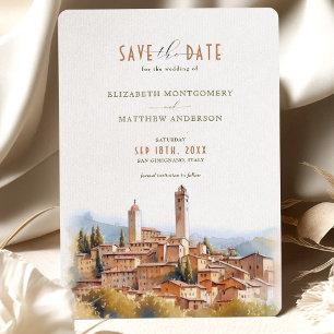 Save the Date Tuscan Wedding San Gimignano Italy Kaart