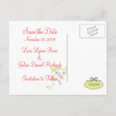 Save the Date twee blauwe vogels hondenbossen Aankondigingskaart (Achterkant)