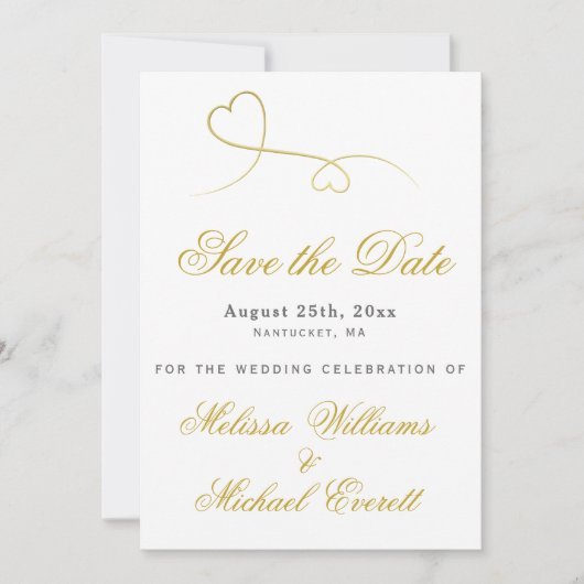 Save the date | Twee goudhartenweddenschappen (Voorkant)