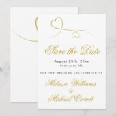 Save the date | Twee goudhartenweddenschappen (Voorkant / Achterkant)