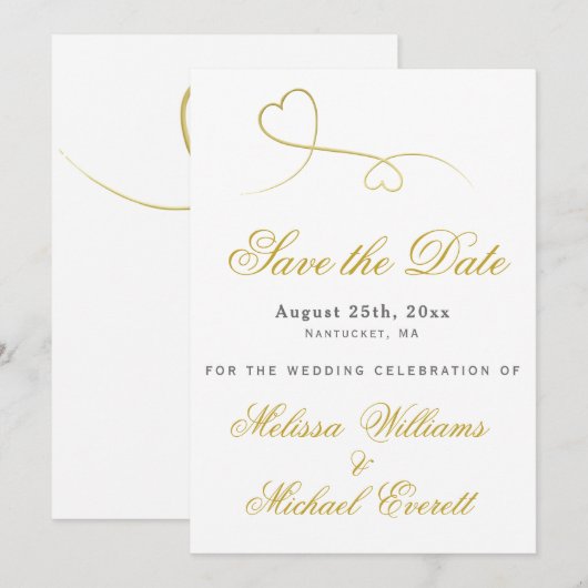 Save the date | Twee goudhartenweddenschappen (Voorkant / Achterkant)