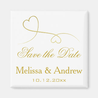 Save the date | Twee goudhartenweddenschappen Magneet