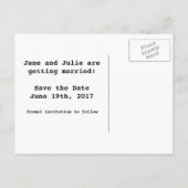  Save the Date (Twee vrouwen) "De knoop doorhakken Aankondigingskaart (Achterkant)