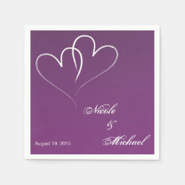 Save The Date - Twee witte harten met elkaar verwe Servet