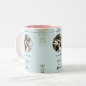 Save the date tweekleurige koffiemok (Voorkant links)