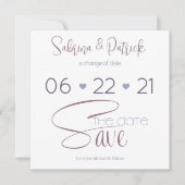 Save the Date Typografie Stof Plum Kaart (Voorkant)