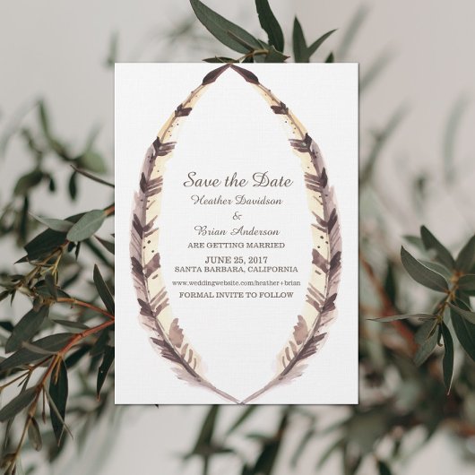 Save the Date-uitnodiging met gevederde rand Kaart