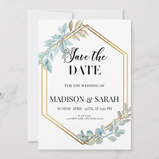 Save The Date Uitnodiging Template (Voorkant)