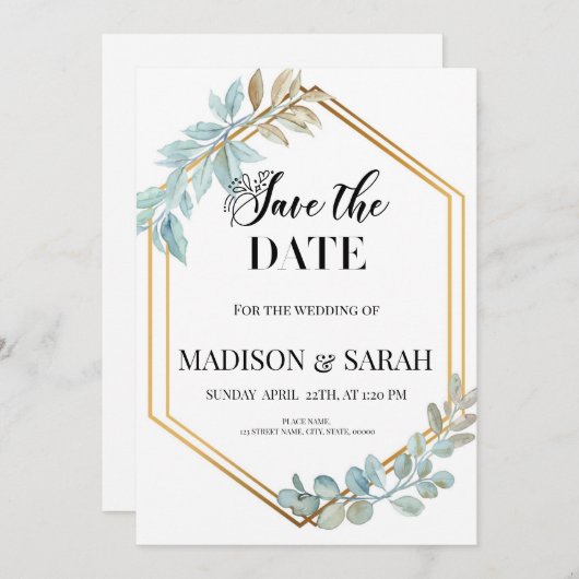 Save The Date Uitnodiging Template (Voorkant / Achterkant)