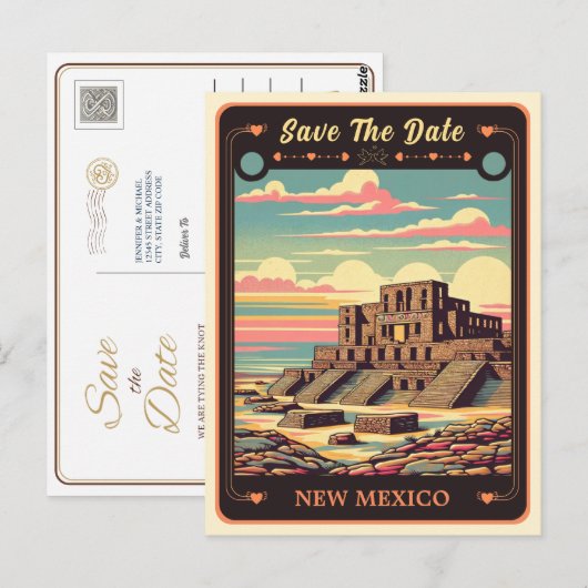 Save the date | Uitnodiging voor New Mexico Briefk (Voorkant / Achterkant)