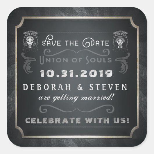 Save the Date Union of Souls Halloween Square Vierkante Sticker (Voorkant)