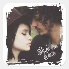 Save the Date | Unique Photo Template Wedding Vierkante Sticker