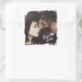Save the Date | Unique Photo Template Wedding Vierkante Sticker (Tas)