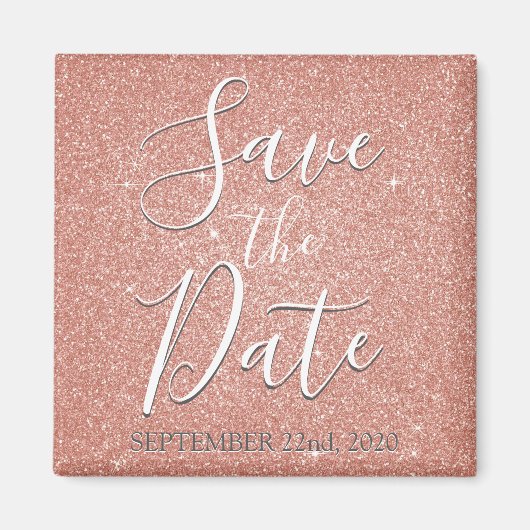 Save the Date Verjaardag Roze Goud Roze Glitters Magneet (Voorkant)