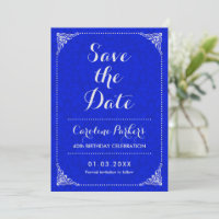 Save the Date Verjaardag - Silver Royal Blue Damas