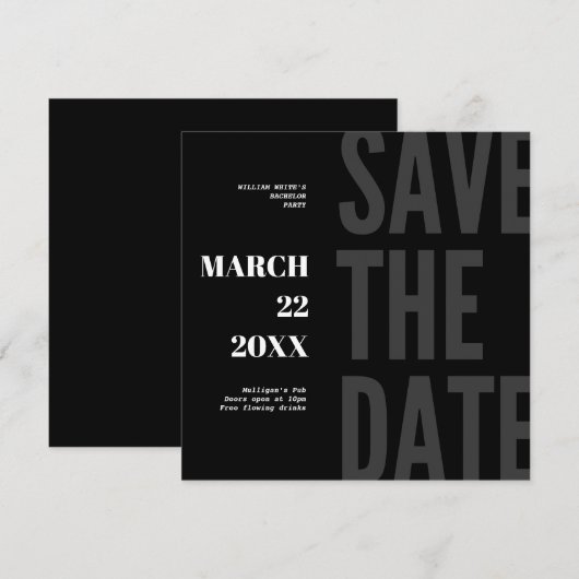 Save The Date Verlovingsfeest Uitnodiging Minimali (Voorkant / Achterkant)