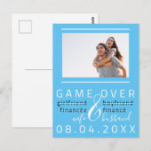 Save The Date Verlovingsfoto Grappige Oceaan  Blau Briefkaart (Voorkant / Achterkant)