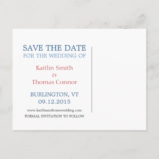 Save the Date -  - Vermont Aankondigingskaart (Achterkant)