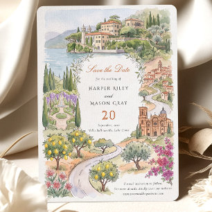Save the Date Villa del Balbianello aan het Comome Kaart