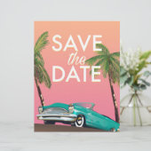 Save the Date Vintage Cabrio Auto Briefhoofd (Staand voorkant)